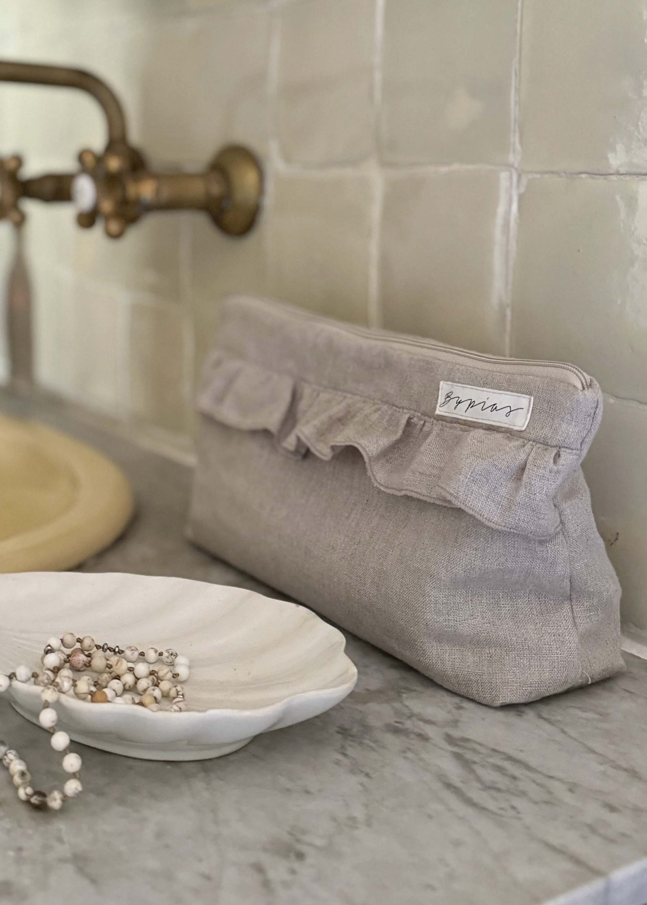 BYPIAS LINNEN TOILET/MAKE UP TASJE NATUREL