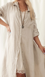 BYPIAS BOHEMIANA FOOL FOR LOVE LINEN TUNIC, BEIGE