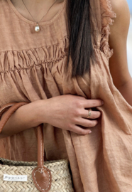 BYPIAS , BOHEMIANA LINNEN TOP CHANTEL POWDER