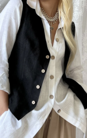 BYPIAS, LINEN GILET JESS BLACK