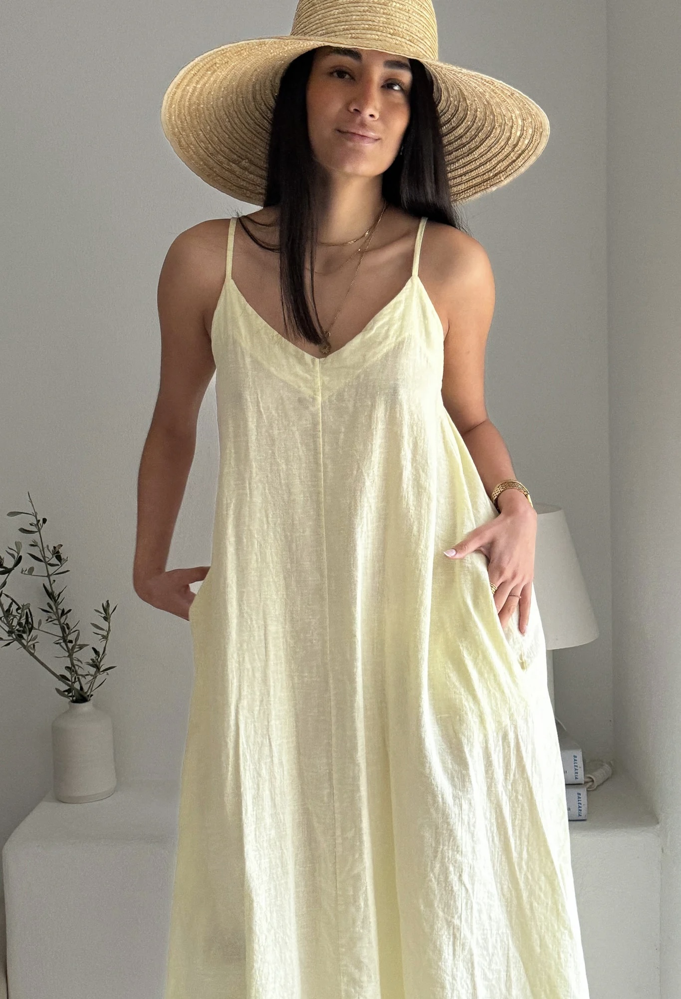 BYPIAS, BOHEMIANA  SUNNY ESCAPE LINNEN DRESS LEMON