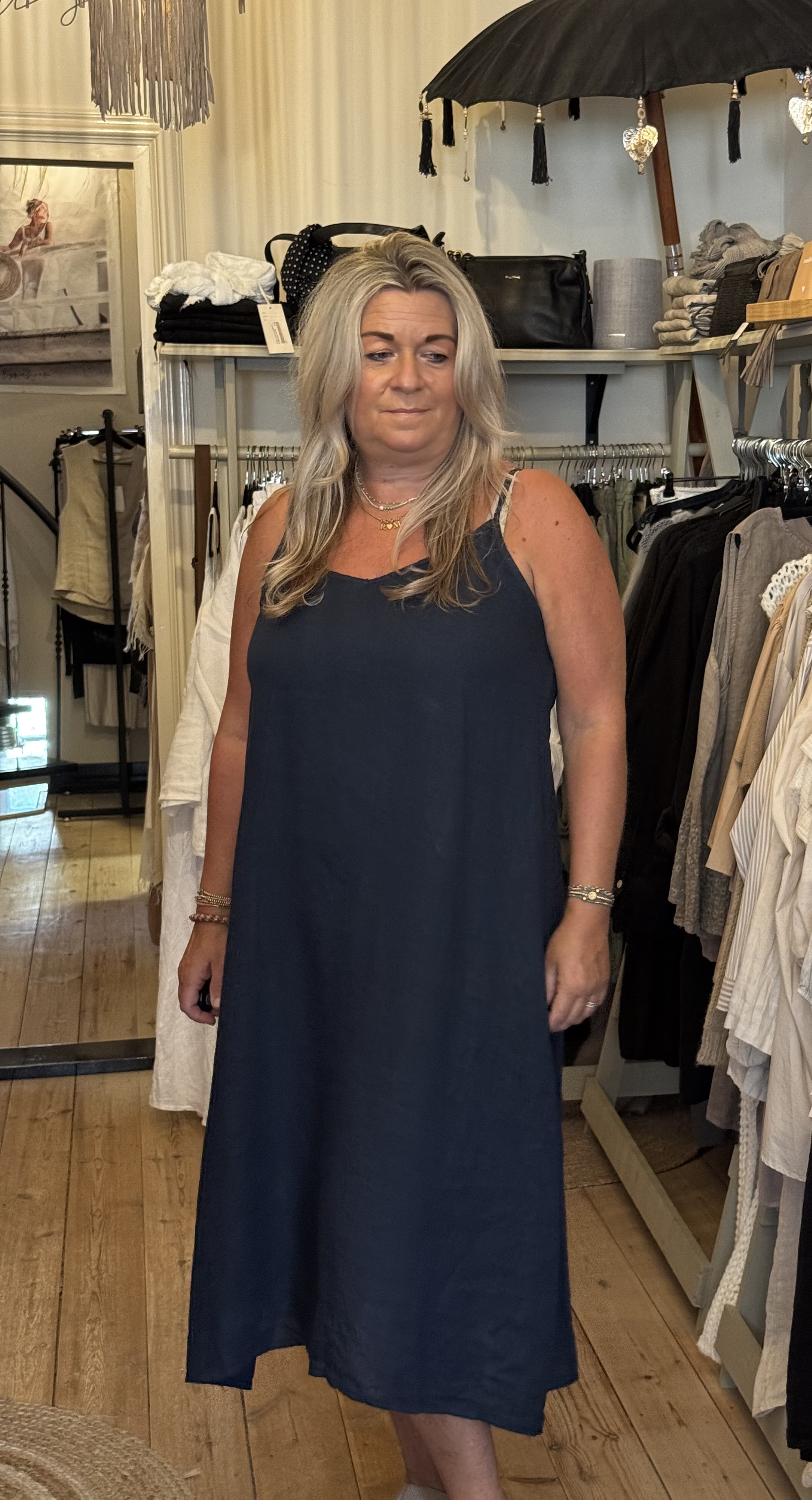 BYPIAS,  BOHEMIANA JAMIE LINNEN DRESS NAVY
