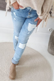 BYPIAS DISTRESSED JEANS, LIGHT WASH