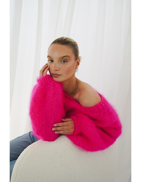 TWNS ENGELWOOD V-NECK FLUFFY TRUI NEON PINK