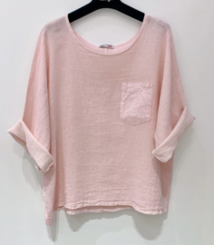 Shirt Tina Linnen/ Katoen  Licht Roze