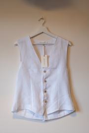 BYPIAS Jess Linen Gilet White