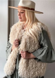 BYPIAS , BOHEMIANA  FURRY BONT GILET OFF WHITE