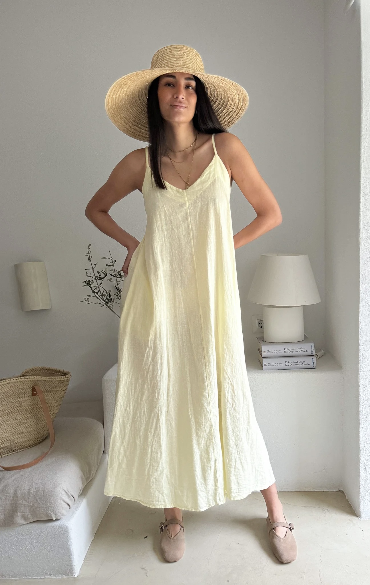 BYPIAS, BOHEMIANA  SUNNY ESCAPE LINNEN DRESS LEMON