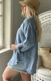 BYPIAS BOHEMIANA BREEZY BLOUSE DENIM BLUE