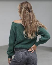 MOOST Wanted Zion off-shoulder sweater Posy Green