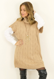 Oversized Spencer met kabels Cora Camel