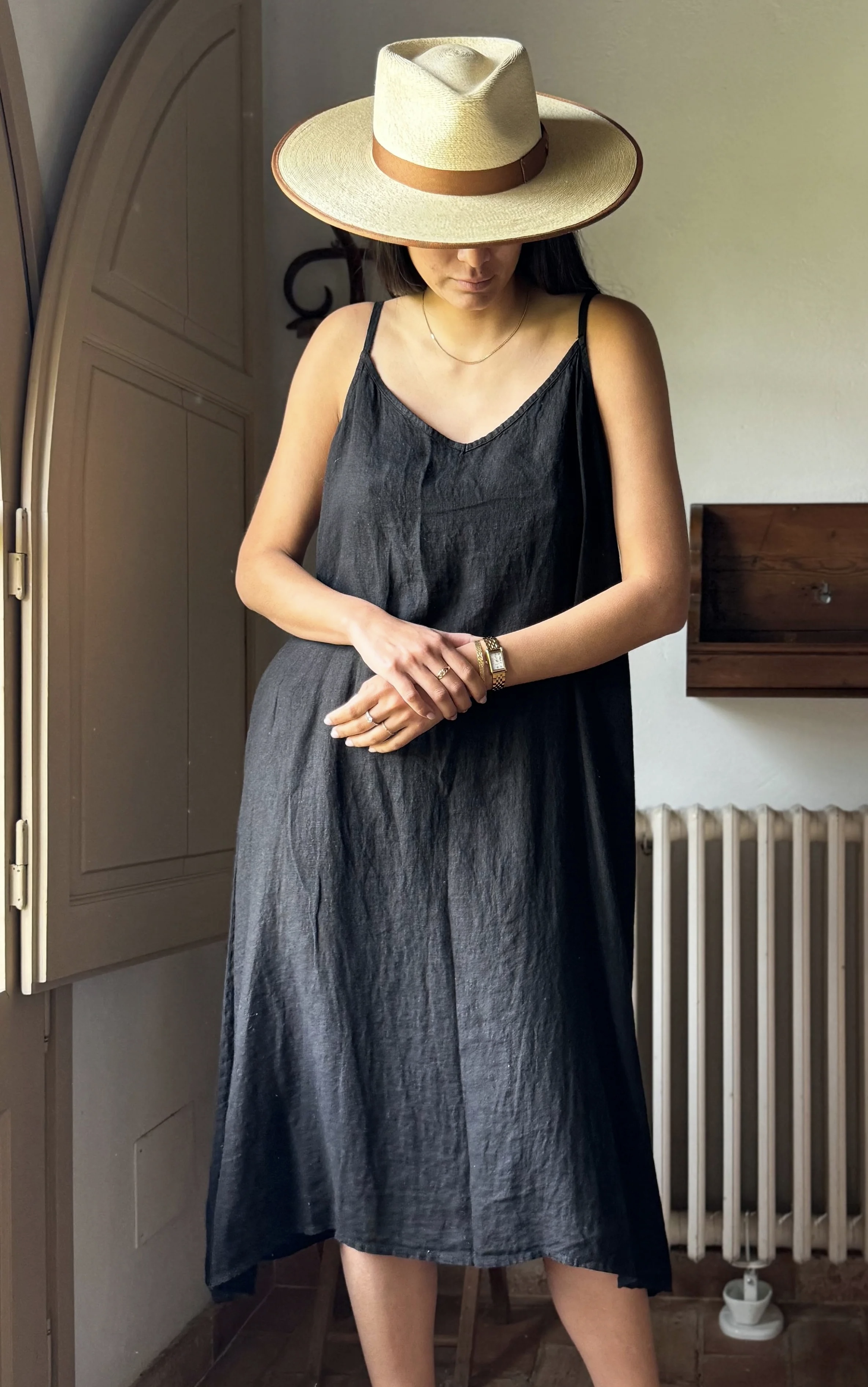 BYPIAS,  BOHEMIANA JAMIE LINNEN DRESS BLACK