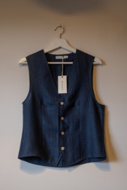 BYPIAS Jess Linen Gilet  Navy