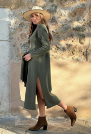 BYPIAS,  BOHEMIANA KNIT DRESS, OLIVE GREEN