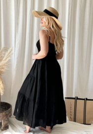 BYPIAS, BOHEMIANA BAROSSA LINNEN DRESS BLACK