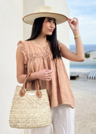 BYPIAS , BOHEMIANA LINNEN TOP CHANTEL POWDER