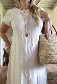 BYPIAS, BOHEMIANA  LINNEN JURK PALMA SAND
