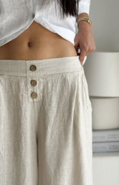 BYPIAS , BOHEMIANA  LINNEN BROEK ROMANA SAND
