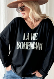BYPIAS , BOHEMIANA  LA VIE SHIRT ZWART