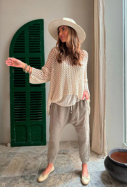 BYPIAS, LEAH LINNEN BAGGY BROEK, TAUPE