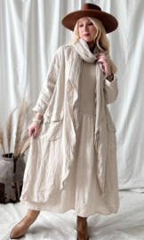 BYPIAS, BOHEMIANA  ANISTON LINEN COAT SAND