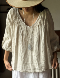 BYPIAS, BOHEMIANA CORFU LINNEN BLOUSE SAND