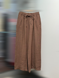 Linnen broek Valencia Dark brown