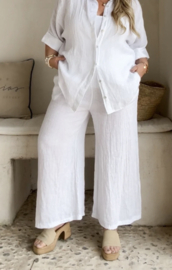 BYPIAS, BOHEMIANA , HAVANA LINEN PANTS, WHITE