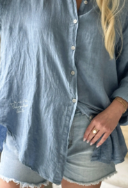 BYPIAS BOHEMIANA BREEZY BLOUSE DENIM BLUE