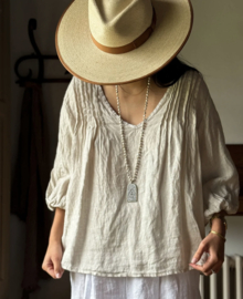 BYPIAS, BOHEMIANA CORFU LINNEN BLOUSE SAND