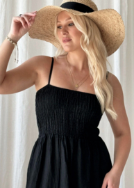 BYPIAS, BOHEMIANA BAROSSA LINNEN DRESS BLACK