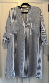 BYPIAS BOHIEMIANA. BELMONT LINNEN TUNIC BLUE CAPRI STRIPE