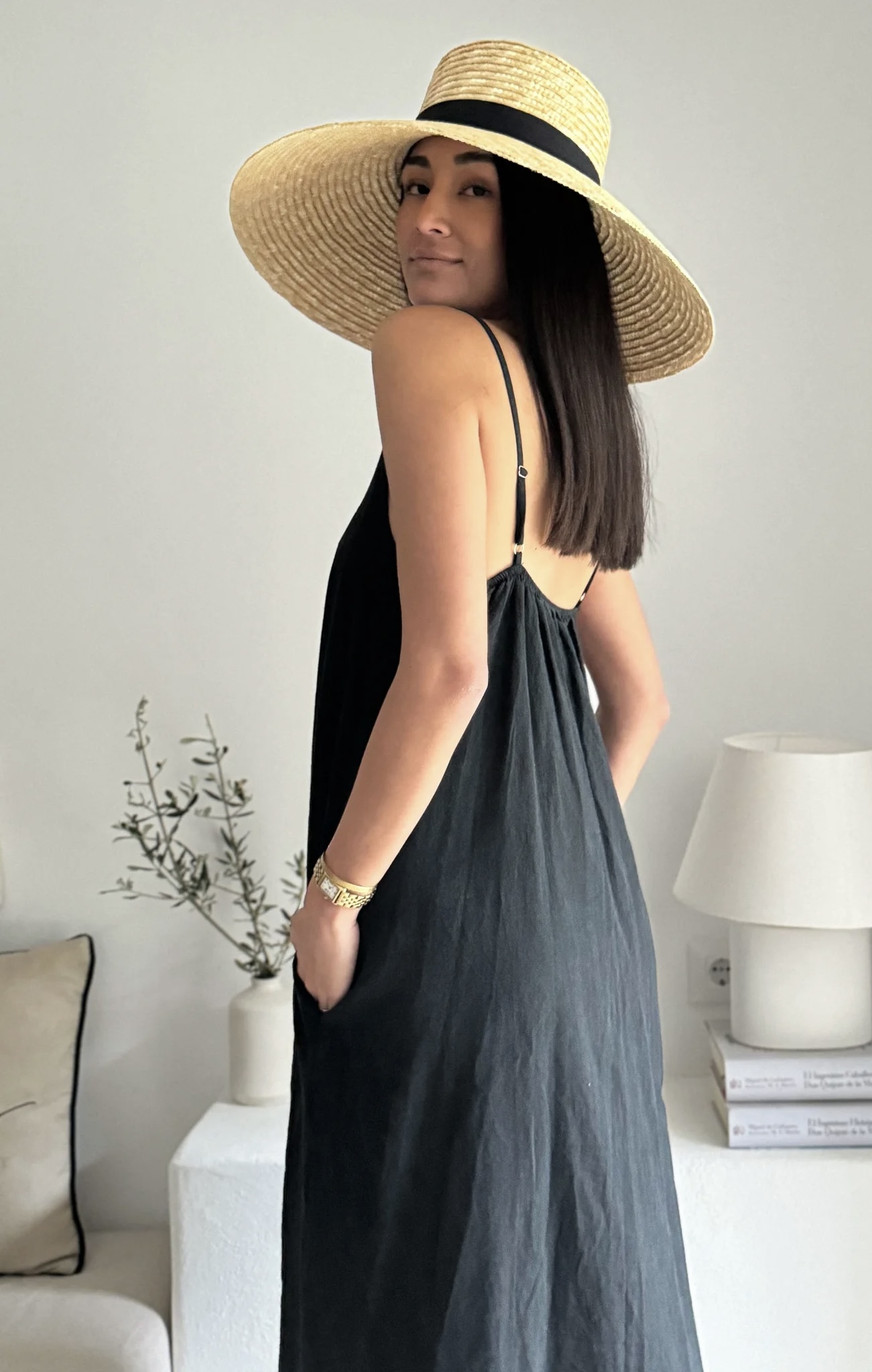 BYPIAS, BOHEMIANA  SUNNY ESCAPE LINNEN DRESS BLACK