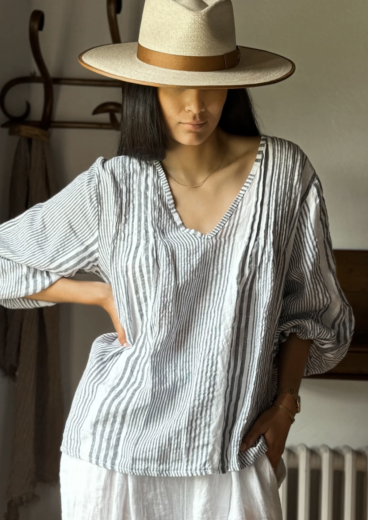 BYPIAS, BOHEMIANA CORFU LINNEN CAPRI BLUE STRIPE