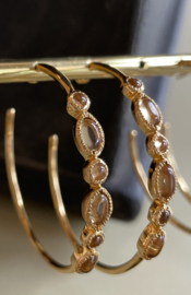 Suenia Zurich Desired Gold hoops Earrings Taupe Stone