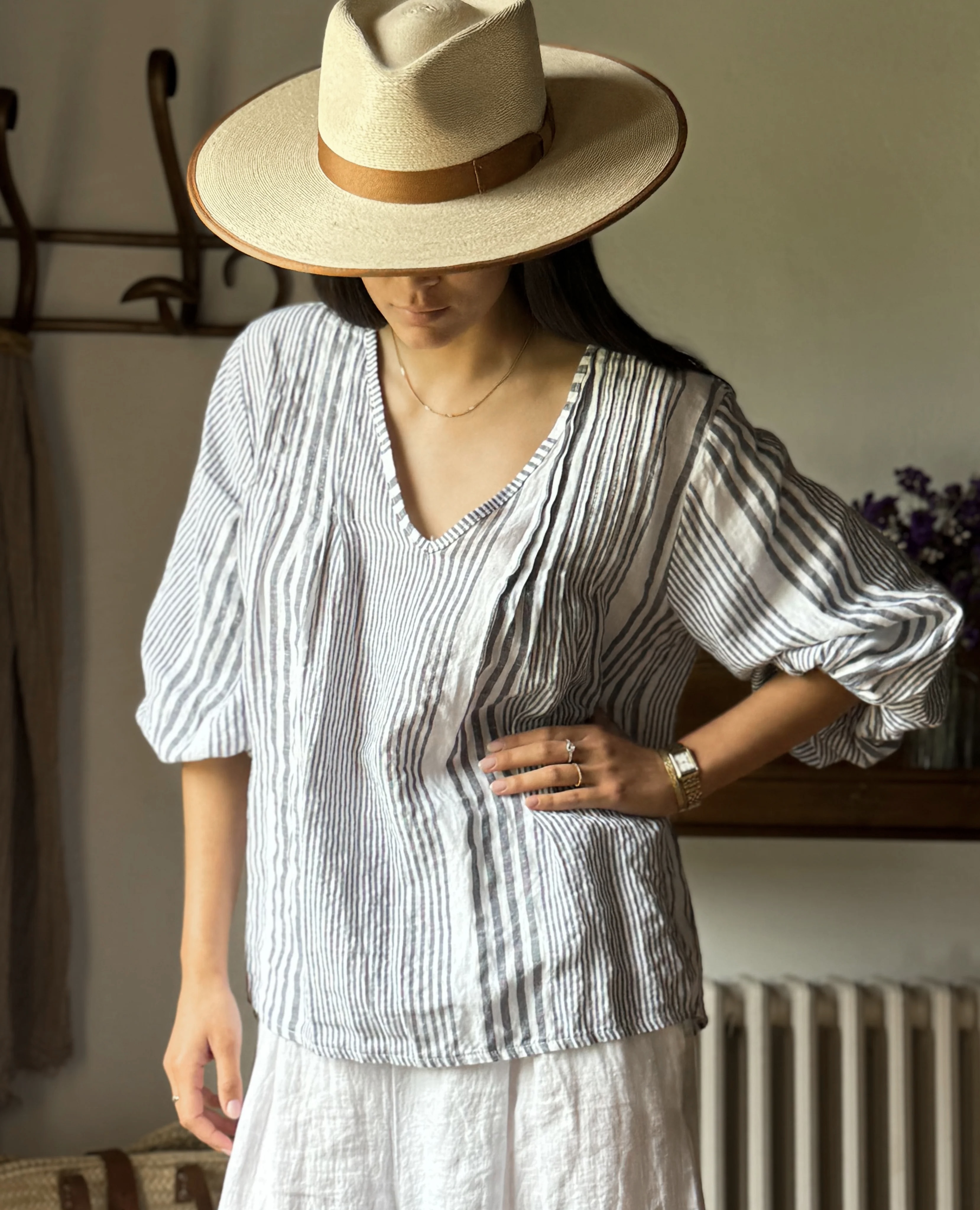 BYPIAS, BOHEMIANA CORFU LINNEN CAPRI BLUE STRIPE