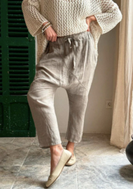 BYPIAS, LEAH LINNEN BAGGY BROEK, TAUPE