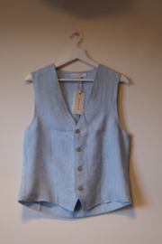 BYPIAS Jess Linen Gilet Oxfort Blue