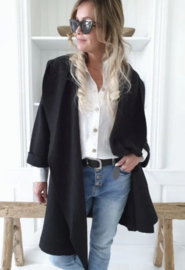 BYPIAS, HOODIE WOOL COAT BLACK
