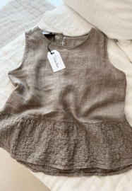 Bypias Bohemiana Petal Linen Top Taupe