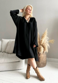 BYPIAS, BOHIEMIANA,  IDALIA VISCOSE DRESS BLACK