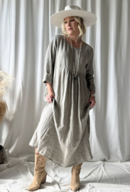 BYPIAS CAMILIA LINNEN JURK TAUPE