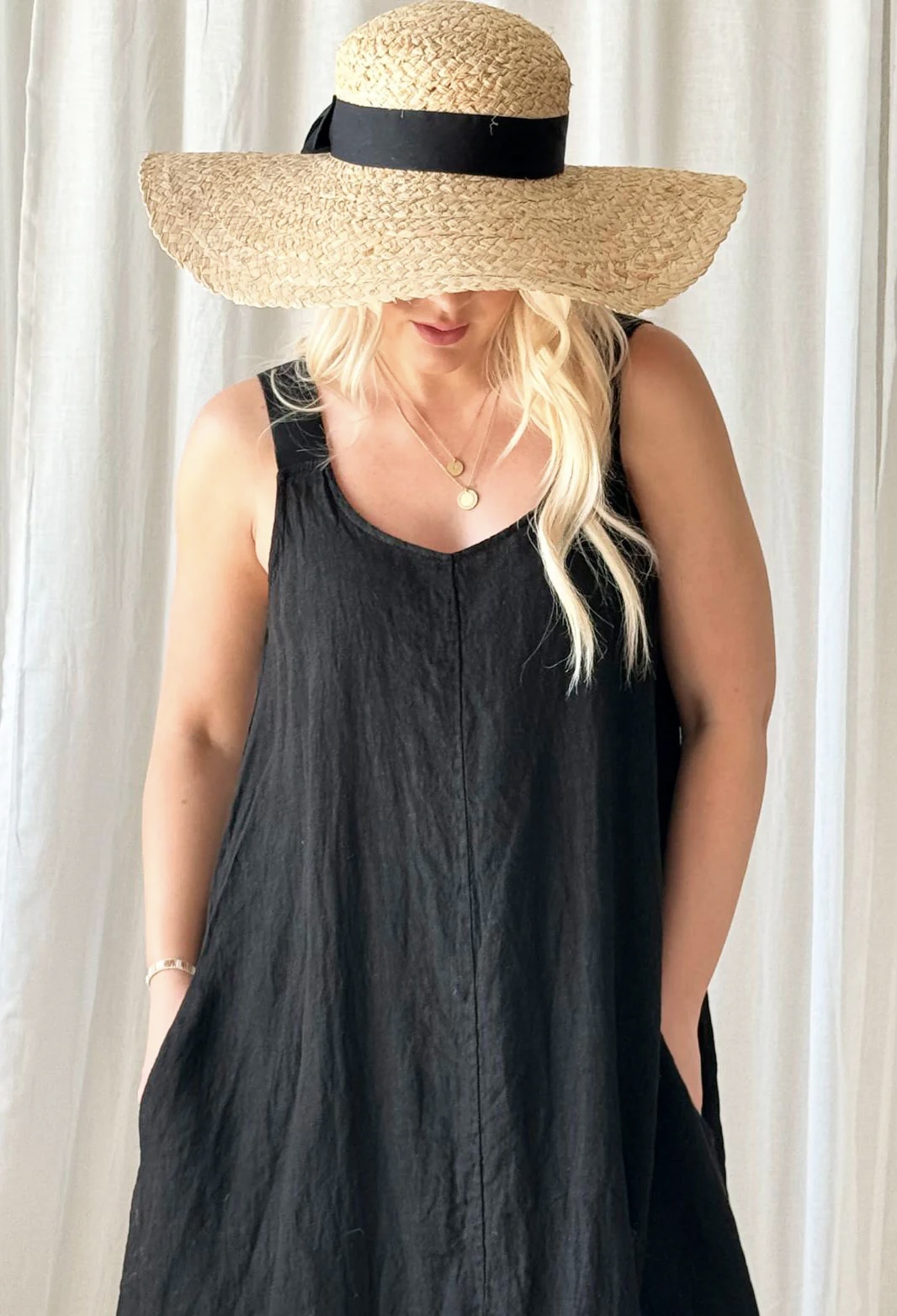 BOHIEMIANA. MADDALENA LINNEN DRESS BLACK