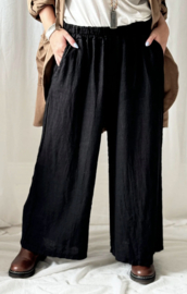 BYPIAS, BOHEMIANA , HAVANA LINEN PANTS, BLACK