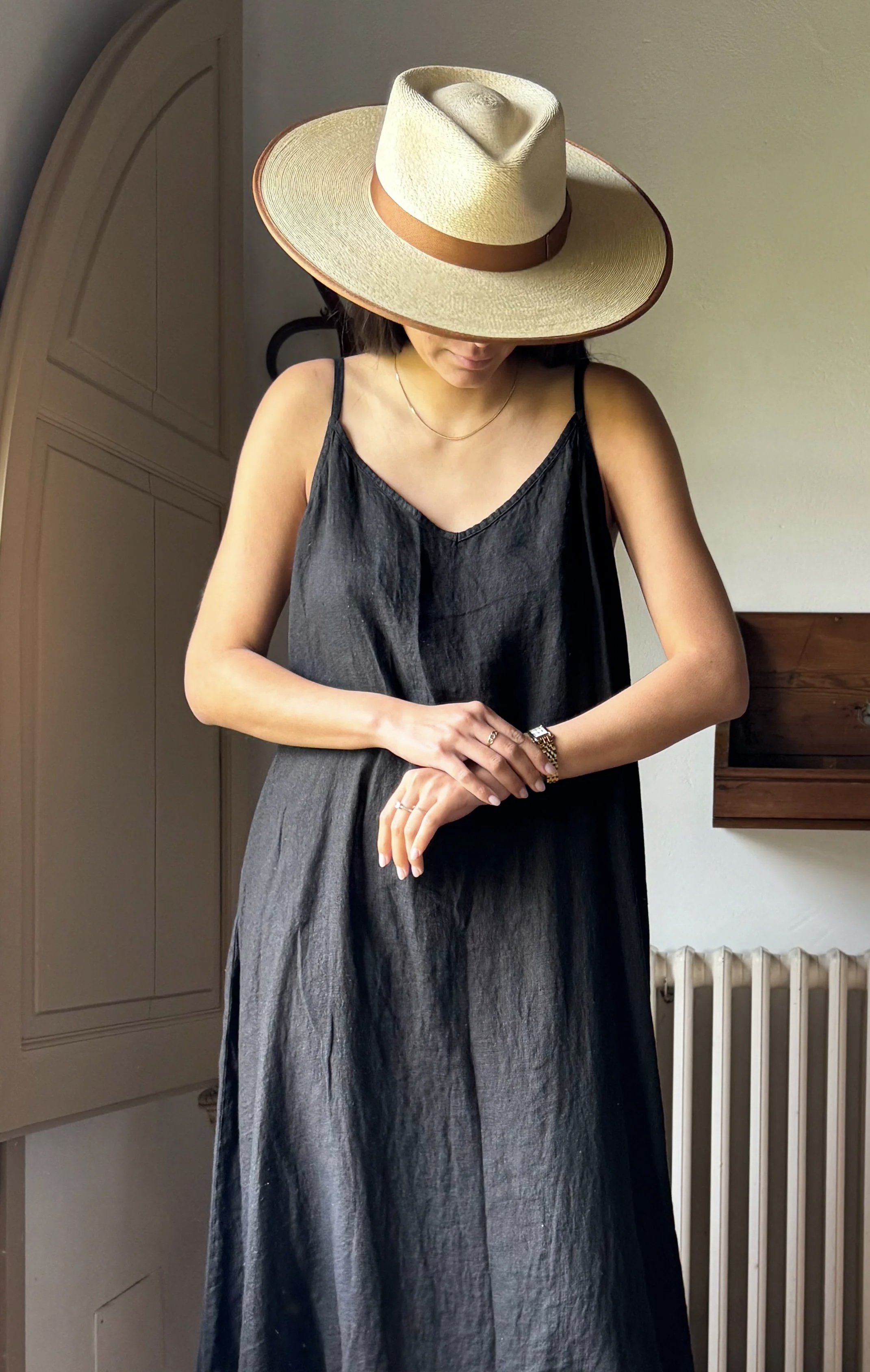 BYPIAS,  BOHEMIANA JAMIE LINNEN DRESS BLACK
