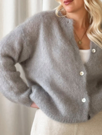BYPIAS, BOHEMIANA CLOUDY CUDDLE CARDIGAN PEARL GREY