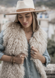 BYPIAS , BOHEMIANA  FURRY BONT GILET OFF WHITE