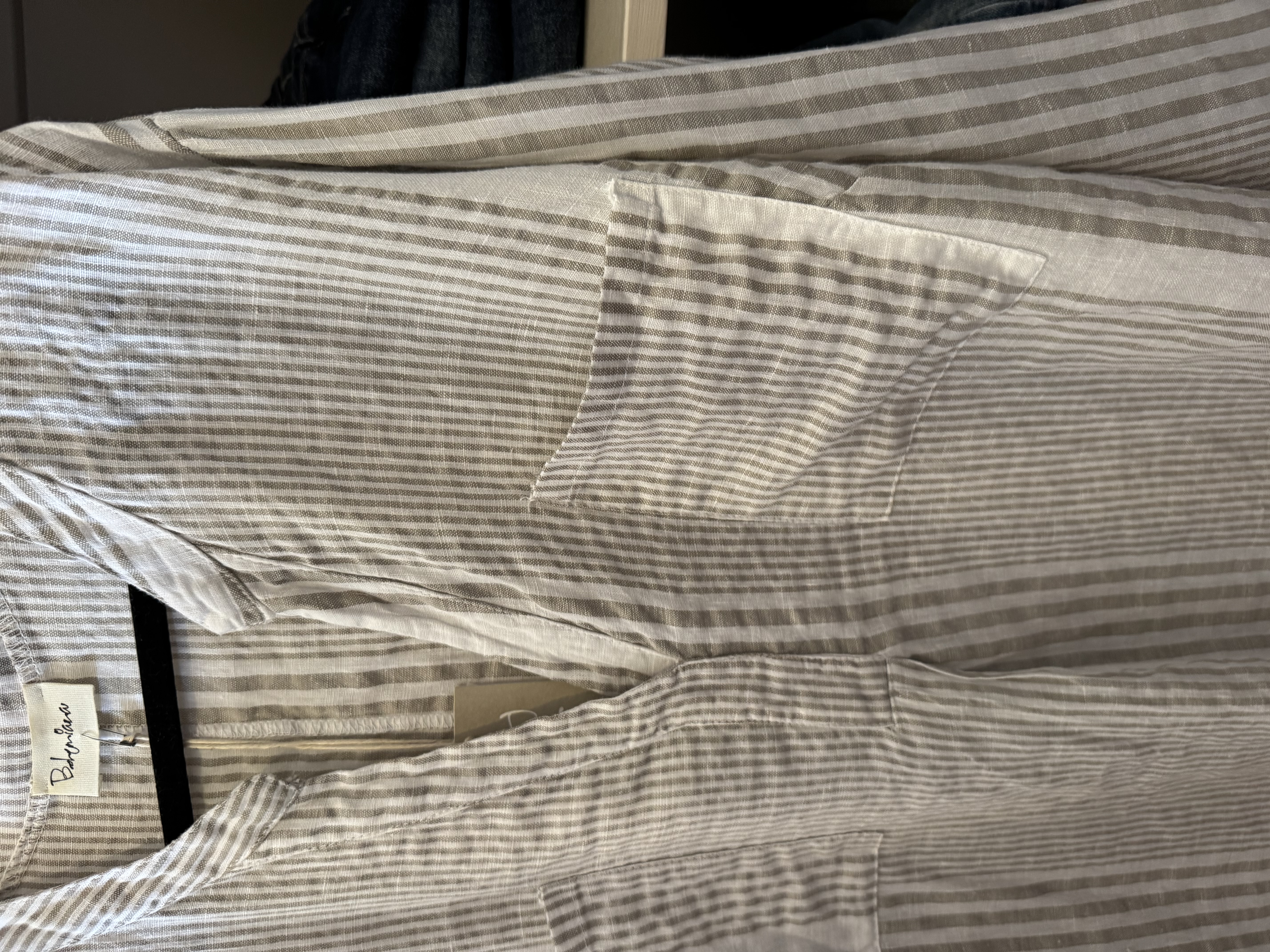 BYPIAS BOHIEMIANA. BELMONT LINNEN TUNIC BEIGE CAPRI STRIPE