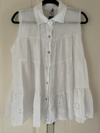 Linnen blouse sleeveless Fleur White