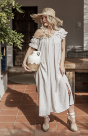 BYPIAS , BOHEMIANA LINNEN JURK AMADEA SAND